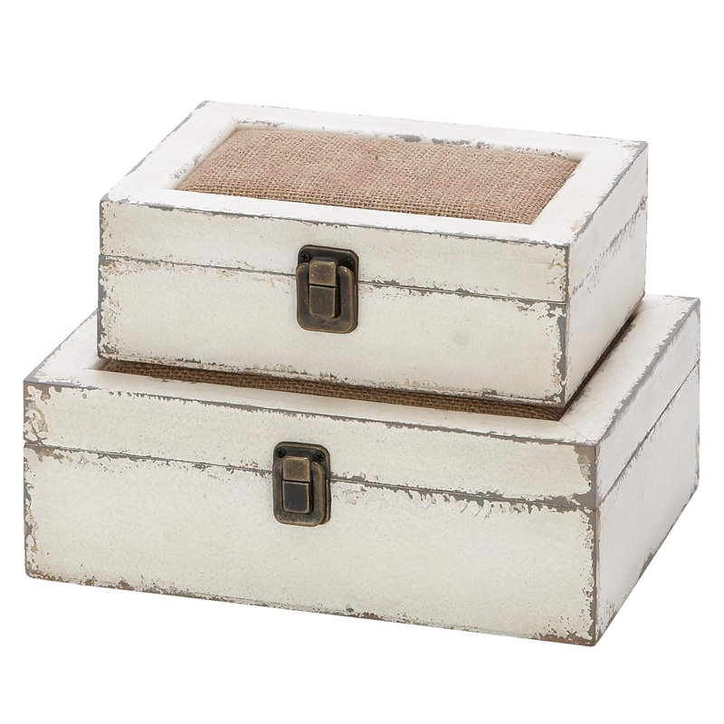 Ensemble de 2 boîtes de rangement Rustic Ivory
