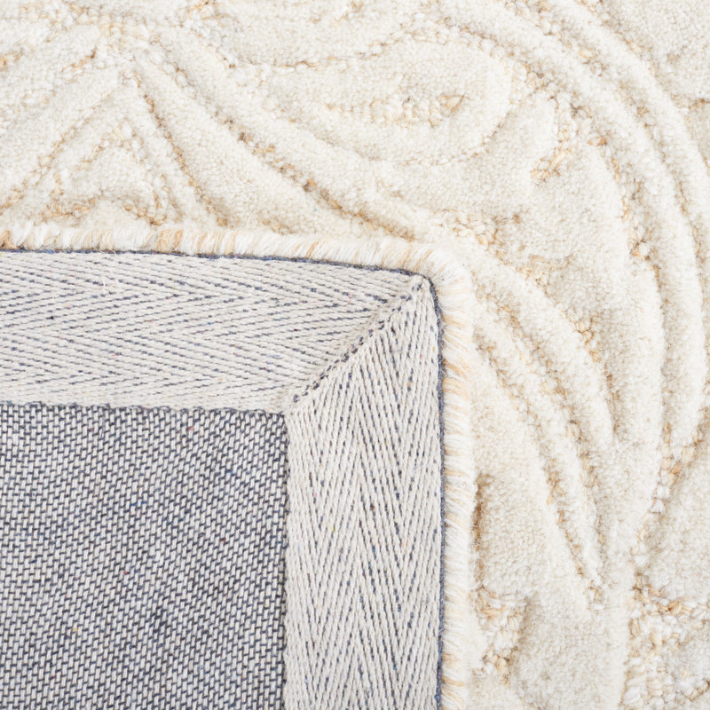 Dunlow Hand Tufted Wool And Cotton With Latex Damask Rug, Rectangle 4' x 6'