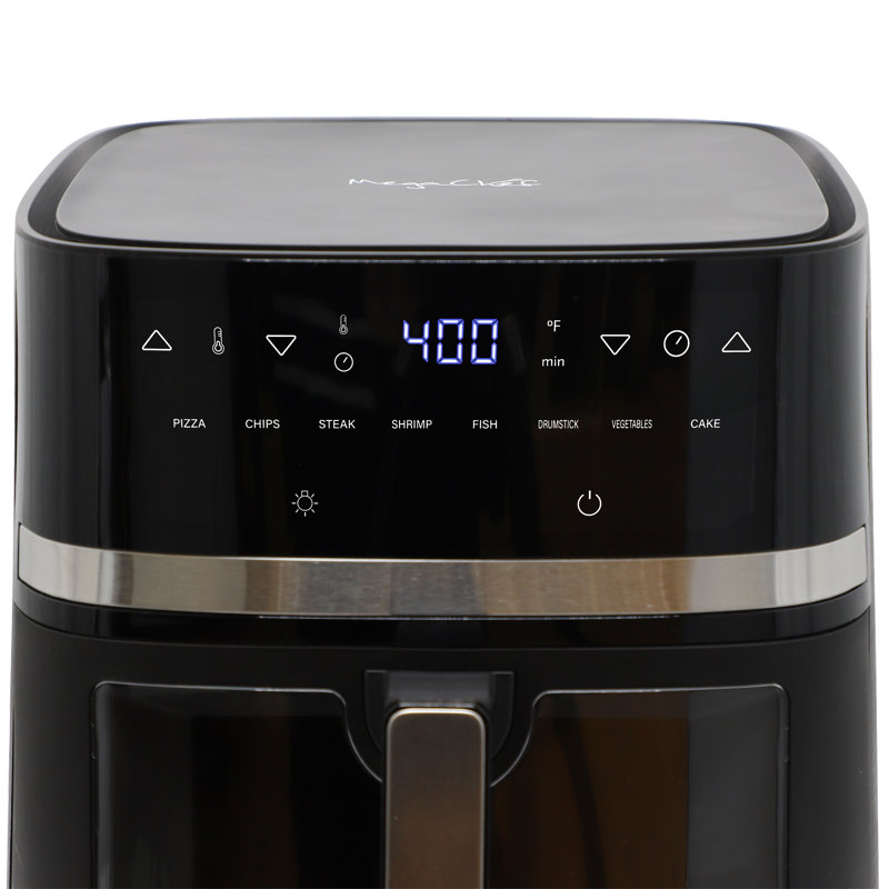 MegaChef 8 Liter Digital Electric Air Fryer with Transparent Window in Black