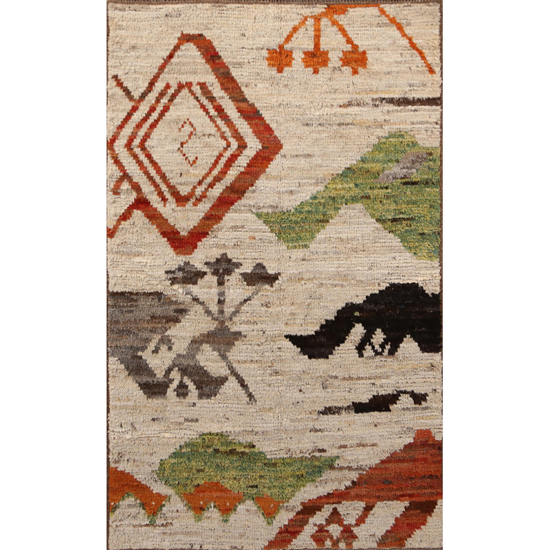 Handmade Wool Moroccan Oriental Rug 4x7