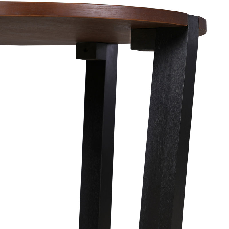Table d'appoint en brun et noir, surface ronde de 22,20 po, hauteur de 26,2 po, pour les livres et les décorations, pour une utilisation intérieure et extérieure, travail d'assemblage sans effort, table en bois noir, partie de table, hauteur, idéal
