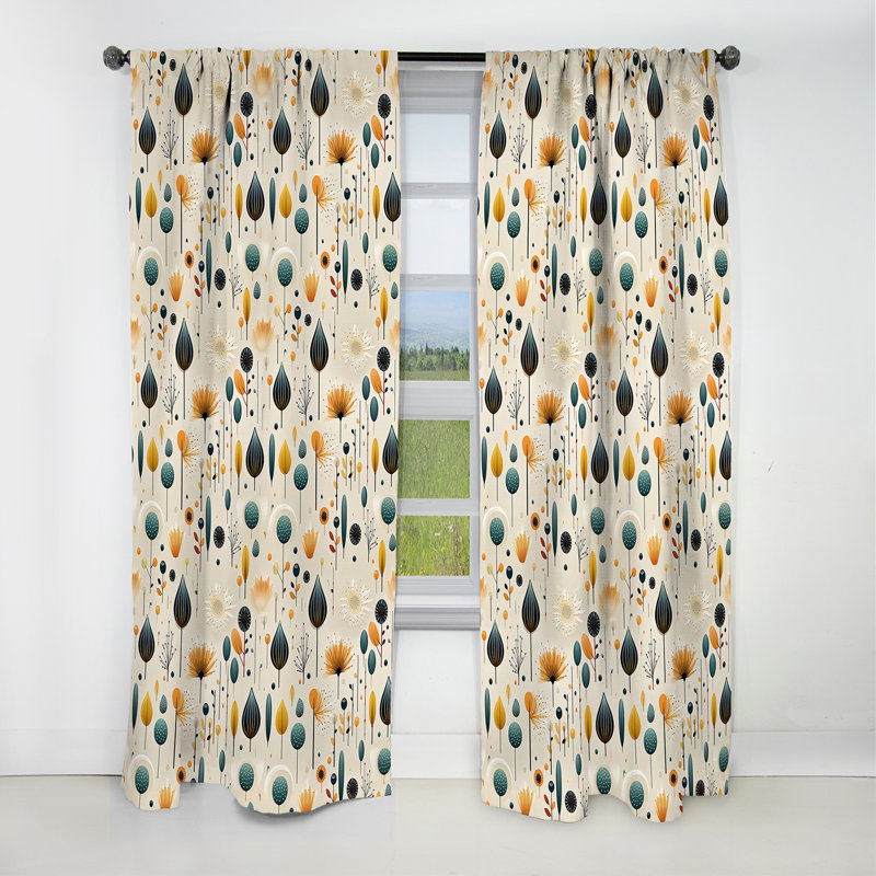 Rideau occultant en velours scandinave Mid-Century Harmony II - 1 panneau, L 52 po x L 90 po