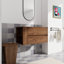 Meuble-lavabo moderne 36 po, fixation murale biseautée à 45 °, tiroir à fermeture douce, armoire en contreplaqué de chêne brun-1208998579-1208998580