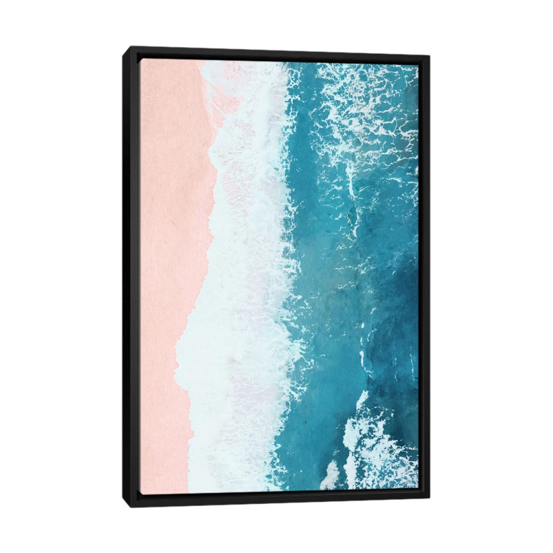 « seulement beachy », impression sur toile tendue, H 26 po x l 18 po x P 1,5 po, Toile avec cadre noir, Pas de tapis