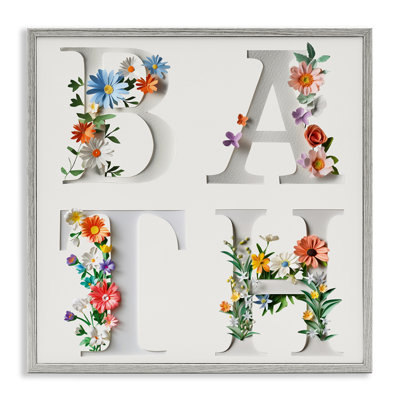 Floral Bath Typography Framed Giclee, design by Susan Arnot