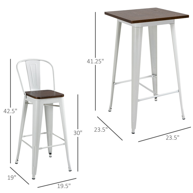 Earnhardt Four Leg Dining Set, White, White/Brown