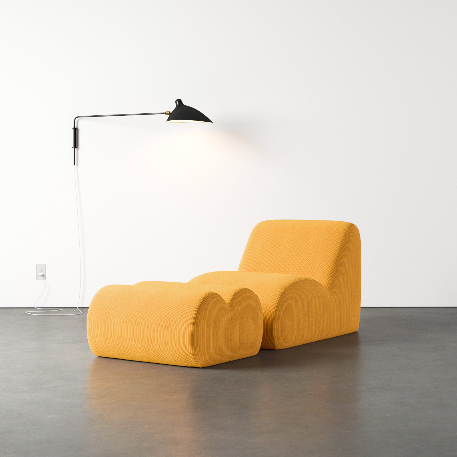 Sal Pine Slipper Chair with Ottoman