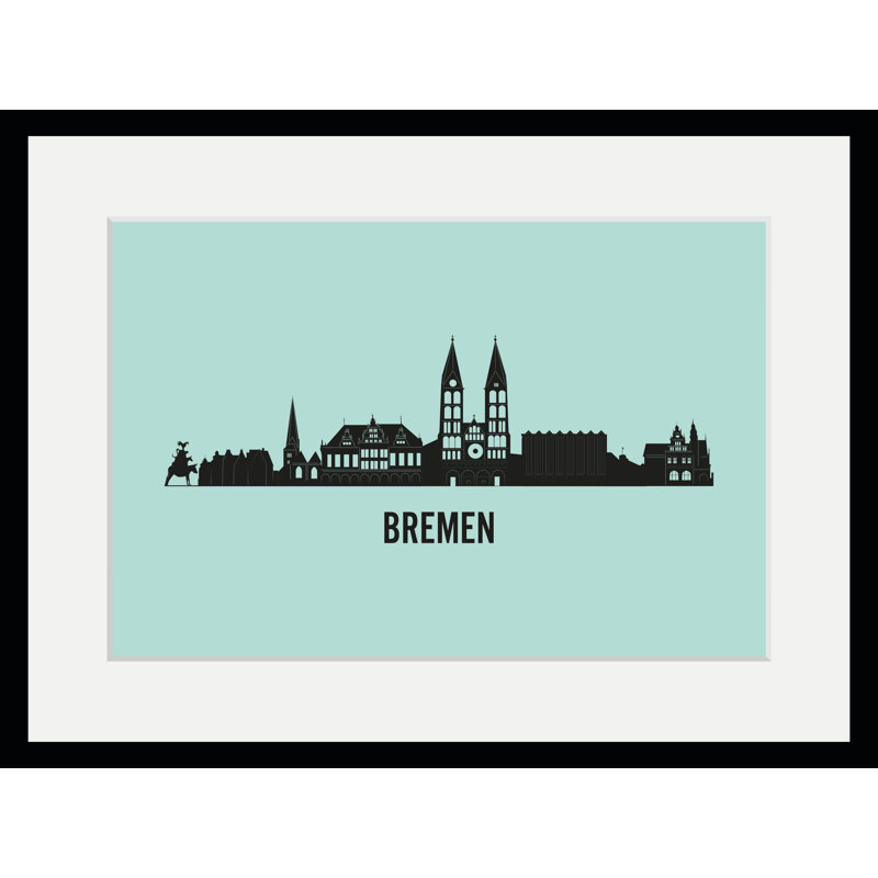 Bremen Skyline - Single Picture Frame Print, 50 cm H x 40 cm W