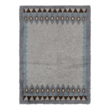 Vintage Swedish Rya Rug, Scandinavian Design With Gray Open Field  - Rug & Kilim