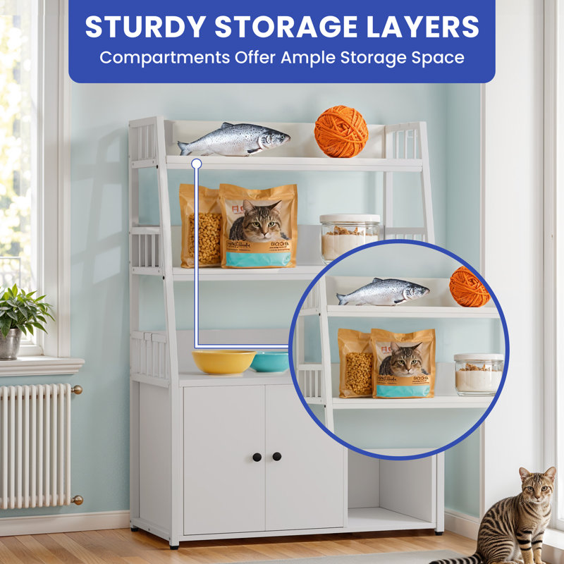 Armoire de rangement avec rangement multifonctionnel pour chat, Blanc