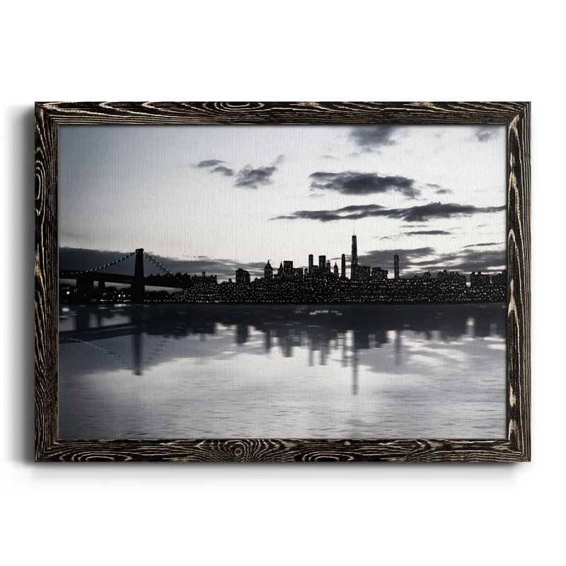 Shimmering Skyline - cadre photo, impression sur toile, H 24 po x l 18 po x P 1,5 po, Noir