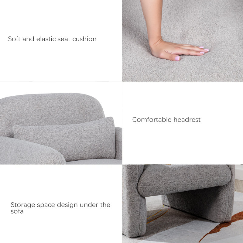 Élégant et minimaliste fauteuil en molleton simple avec accoudoirs et coussin, fauteuil, fauteuil d'appoint pour le salon