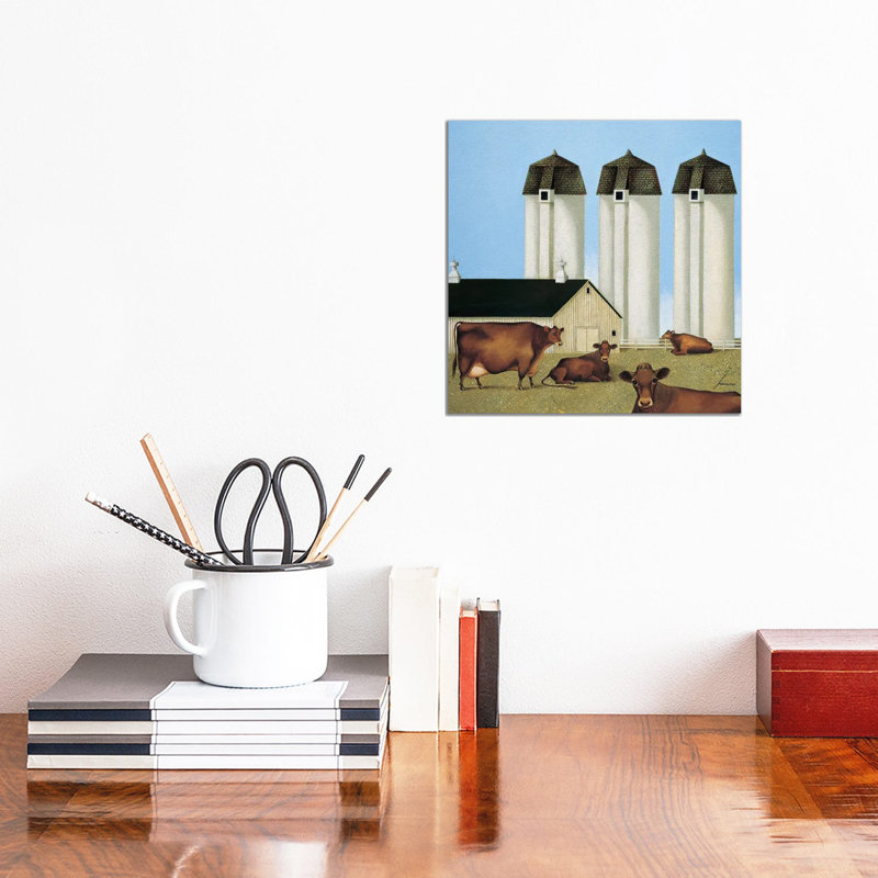 Three Silos by Lowell Herrero - Wrapped Canvas Painting, 30.48 cm H x 30.48 cm W