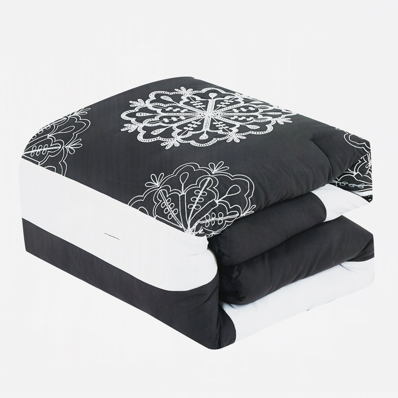 Ensemble d'édredon pour grand lit 7 pièces avec motif brodé, microfibre ultra douce, 100% polyester, collection de literie toutes saisons