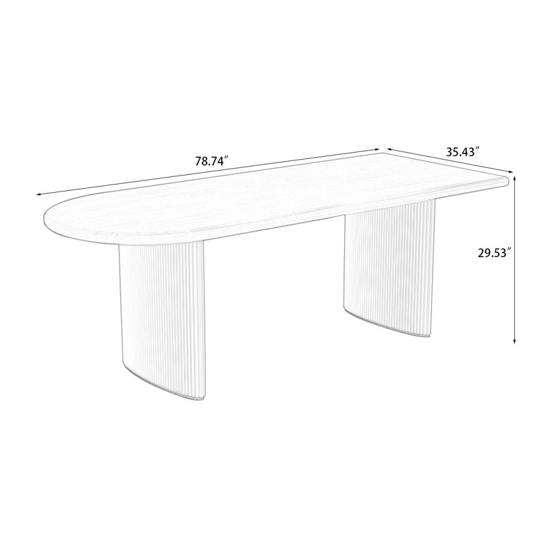 Table de salle à manger en bois massif noisette + demi-cercle, H 29,53 po x L 78,74 po x l 35,43 po, Noir, noir, noir, noir