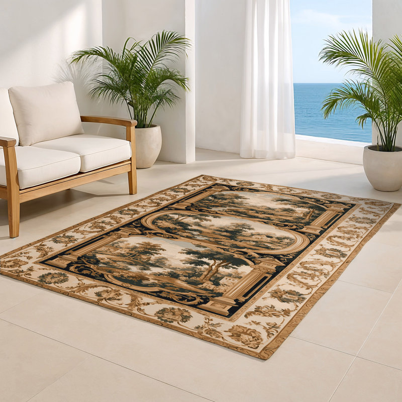 Tapis d'intérieur et d'extérieur brun français, Rectangulaire 2 pi x 3 pi