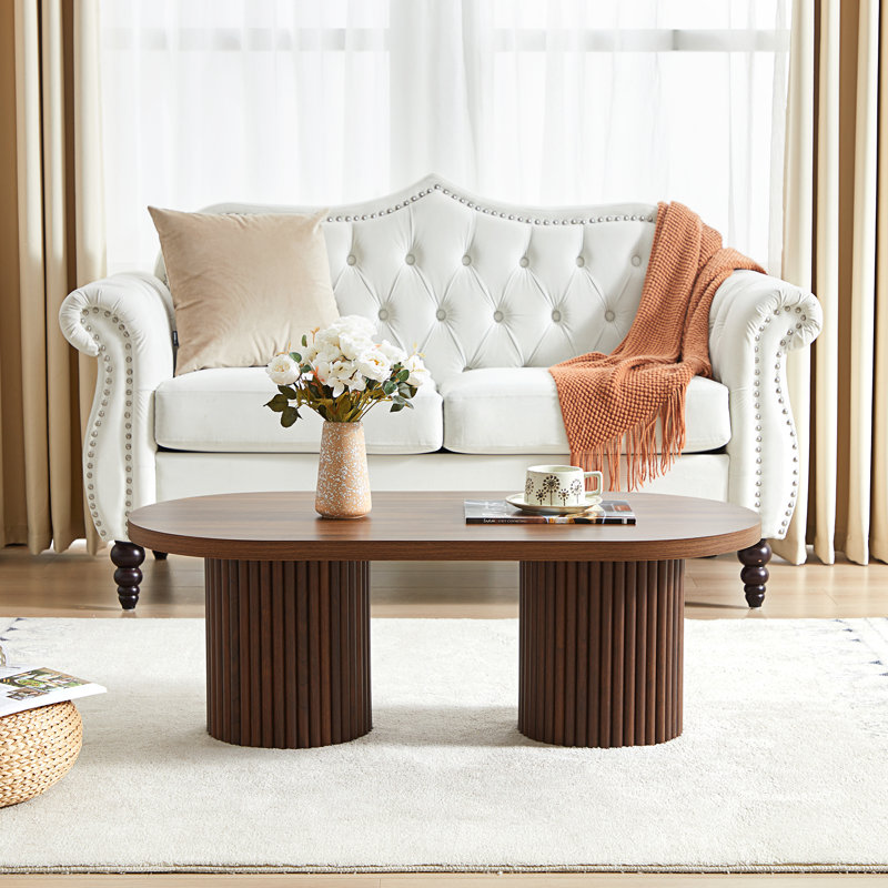 39.38'' W Oval Single Coffee Table, Walnut