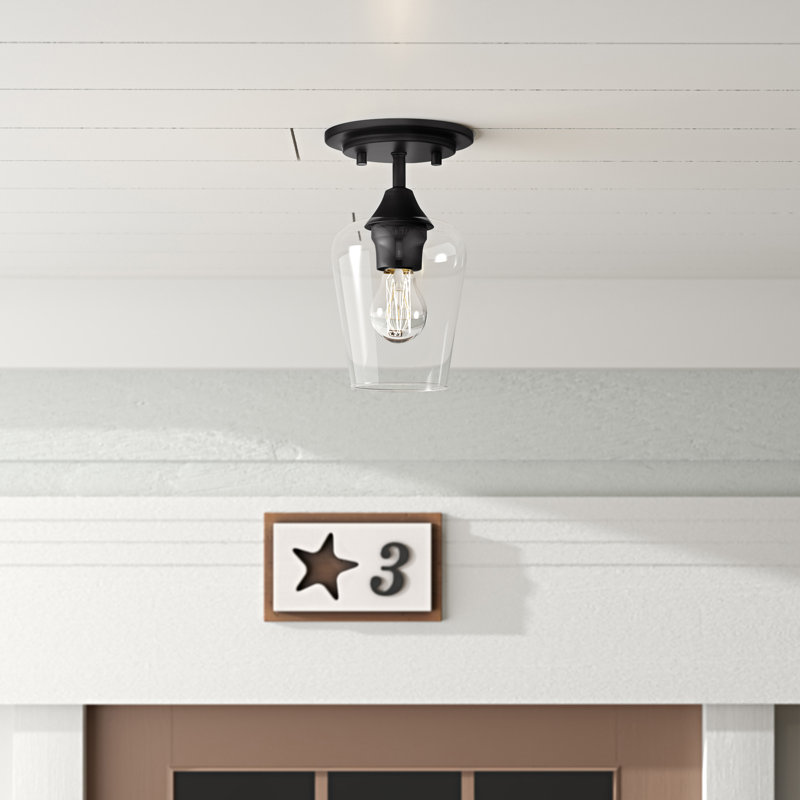 Glass Semi Flush Mount, Matte Black