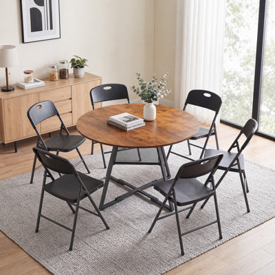 Ensemble de salle à manger peu encombrant avec chaises rembourrées pliables et table de salle à manger ronde