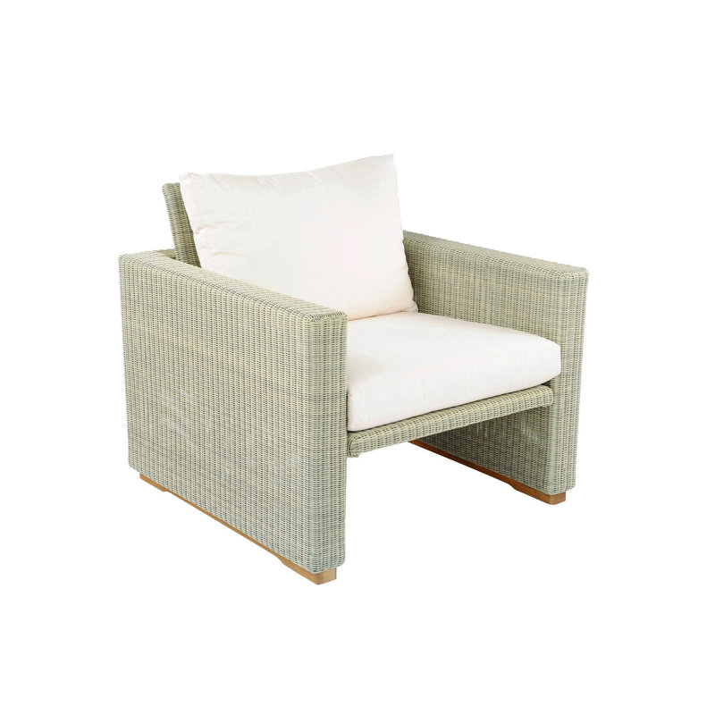 Westport Teak Patio Chair with Sunbrella Cushions , Dovetail, Westport Willow