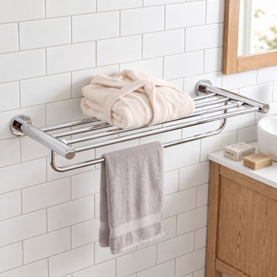 24" Wall Mounted Towel Rack with Shelf