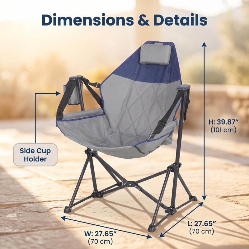 Chaise longue pliante inclinable à bascule avec appui-tête et porte-gobelet pour la pêche sur la plage