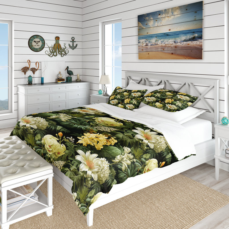 Ensemble de housse de couette Boho Botanical Oasis Palm II, Housse de couette pour très grand lit et 2 très