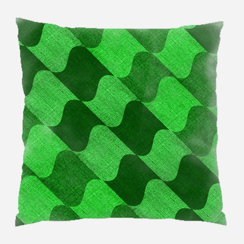 Fabric Geometric Microsuede Reversible Throw Pillow, Green