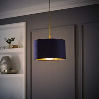 Aidar Linen Blend Drum Lamp Shade ( Slip-On ) in Blue