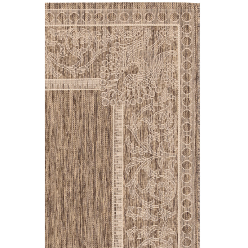 Arneshia Floral Brown/Natural Area Indoor/Outdoor Area Rug, Runner 2'3" x 10'