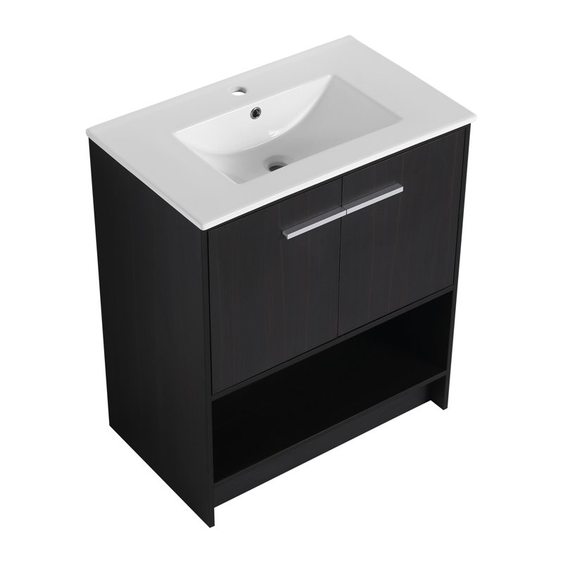 Bathroom Vanity with Ceramic Sink, Black