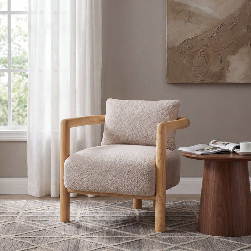 Chaise d'appoint rembourrée Hendrix, Wheat Cushion/Natural Frame