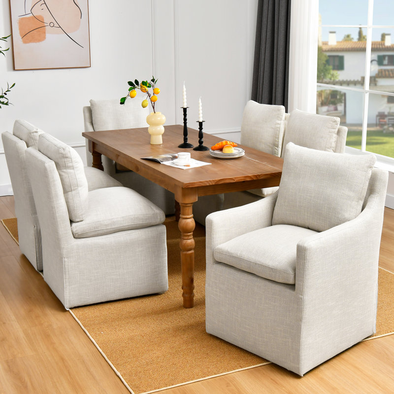 Ensemble de chaises de salle à manger de style moderne et minimaliste en lin 24 po Virlyn