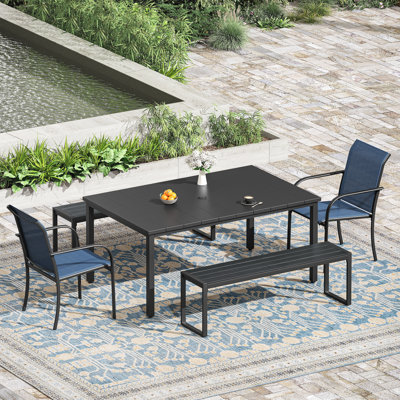 Rectangular Outdoor Dining Set With Bench