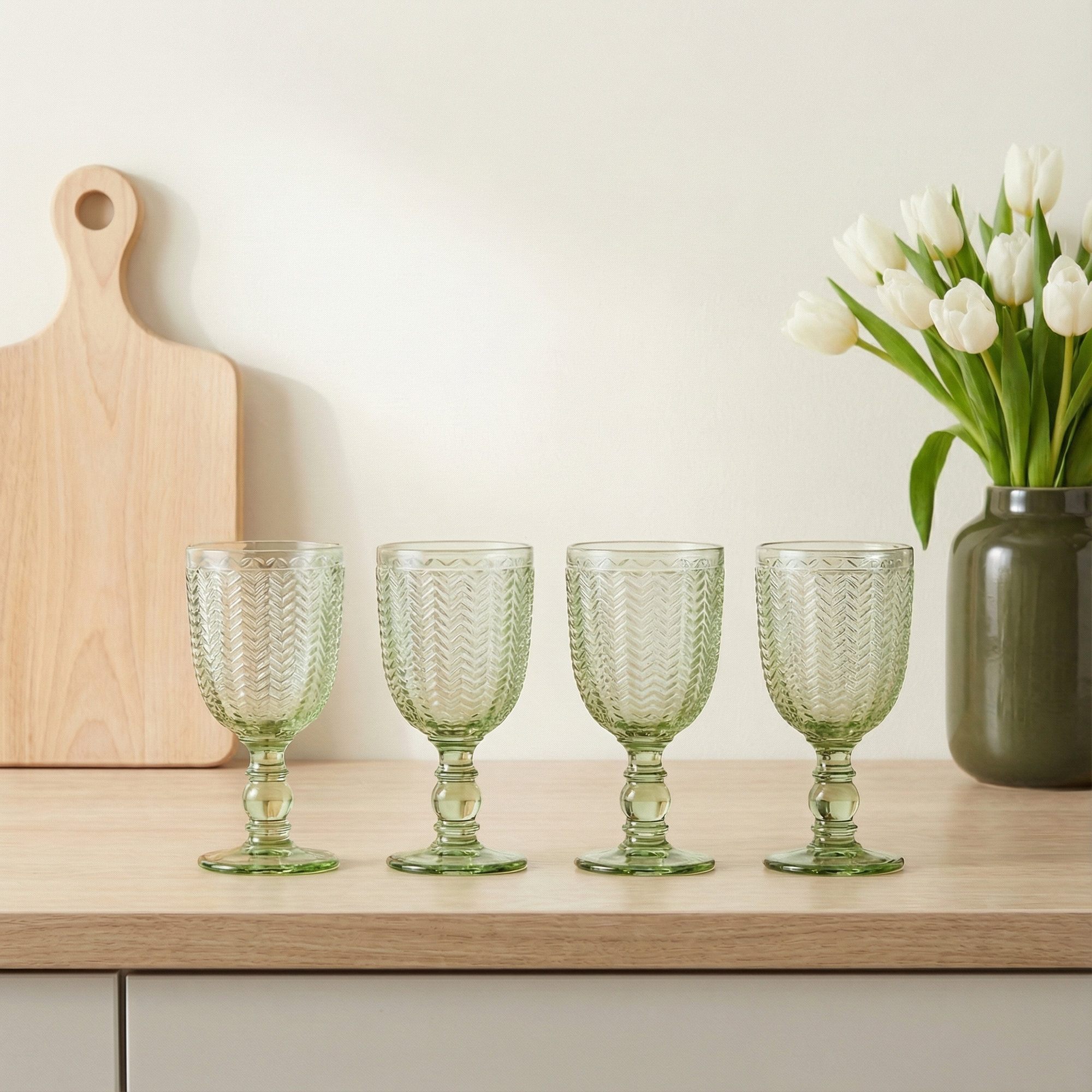 Twill 6 oz. Lead Crystal Goblet, Green