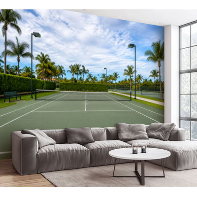 Papier peint adhésif mural autocollant amovible pour court de tennis pour salle de séjour H 69 po x l 96 po