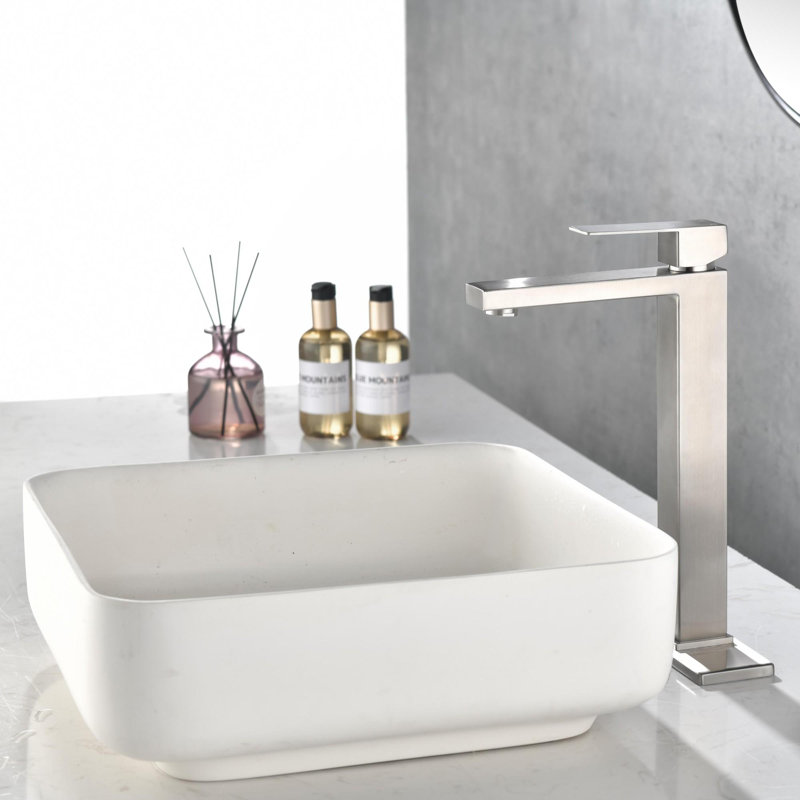 Single Handle Stainless Steel Bathroom Sink Faucet, Brushed Nickel