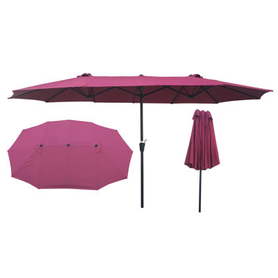 Très grand parasol de terrasse de jardin 15 pi x 9 pi - double avec manivelle et évents pour la piscine de la cour arrière