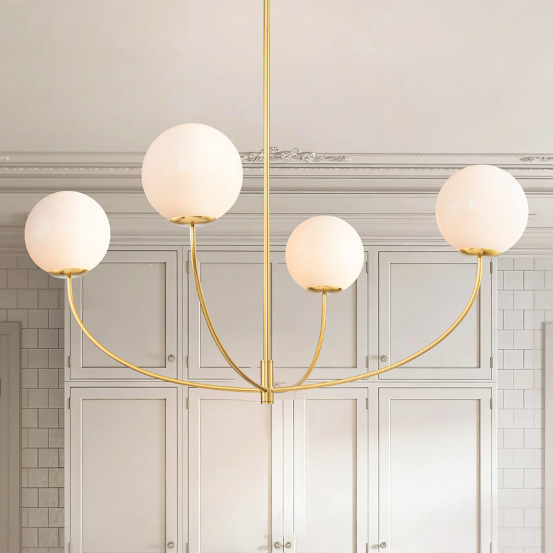 Lustre moderne en verre opale 4 lumières Orrhaen 
