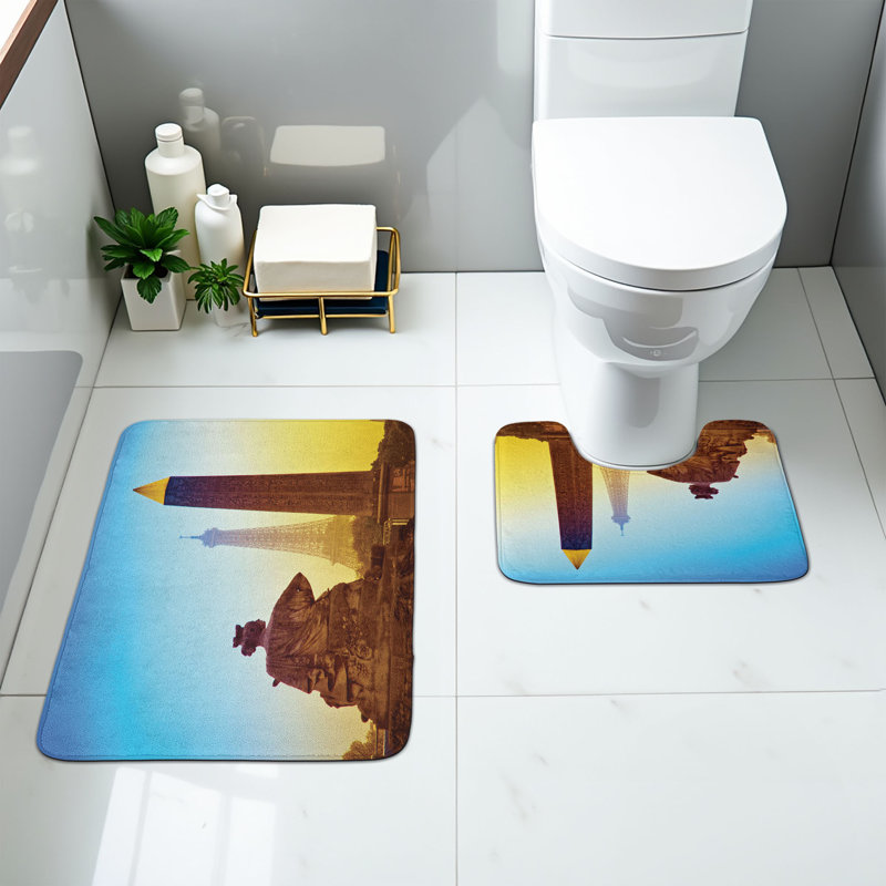  Ensemble de 2 tapis de salle de bain Eiffel Tower