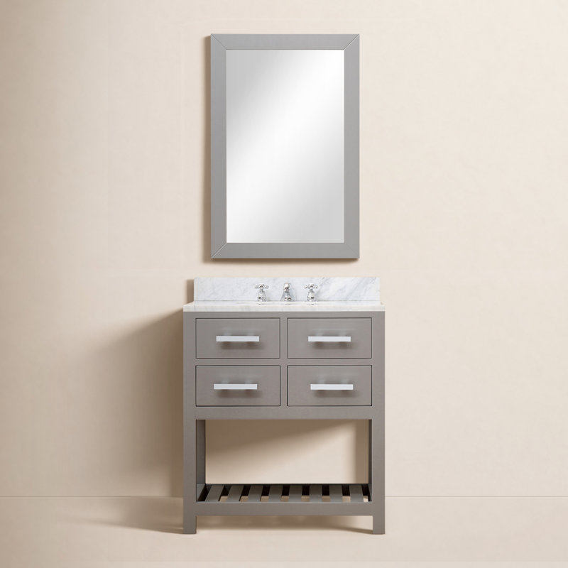 Madalyn 30" Single Bathroom Vanity Set with Mirror, Gray