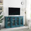 Armoire de rangement 63 po en bleu sarcelle - meuble télé et buffet, tablettes réglables, trou de gestion des câbles, buffet pratique 4 portes, 6 surfaces propres et hygiéniques