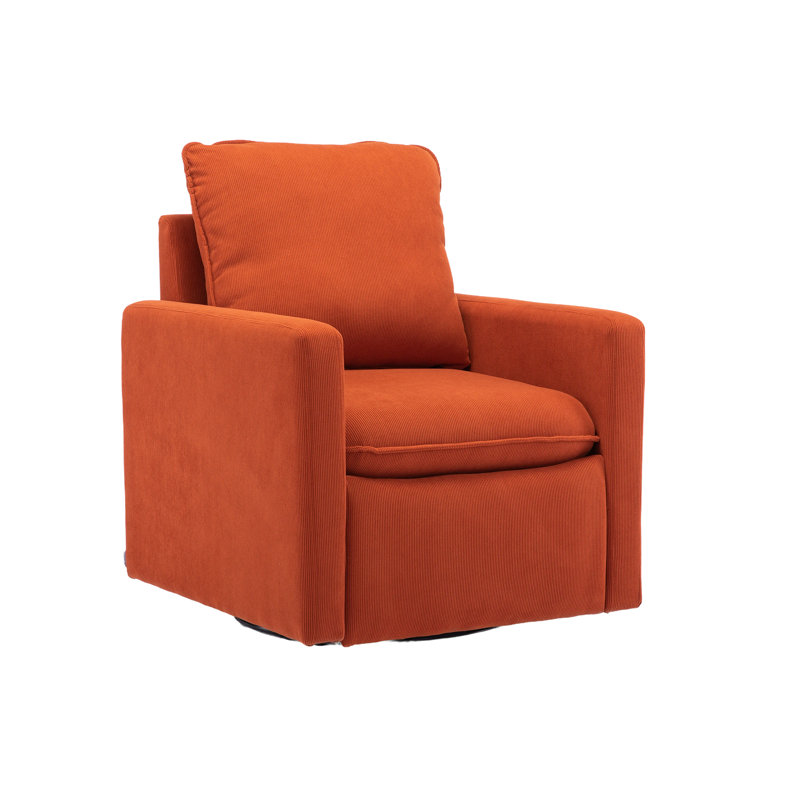 Fauteuil d'appoint pivotant rond Shetter, Velours orange