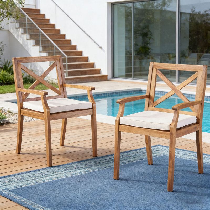 Chaise longue de patio 2 pièces, Crème