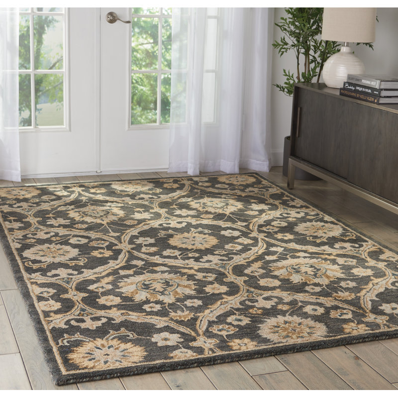 Wool Damask Indoor Rug, Rectangle 8'6" x 11'6"