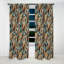 Beige et bleu Urban Cityscape Embrace - Rideau occultant en velours rayé rayé - 1 panneau-107545671