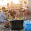 Table de feu d'extérieur chauffante avec 50 000 sorties, base et pare-vent en verre, pour patio de jardin, table au gaz propane de conception moderne, jardin de fosse, enchanteur