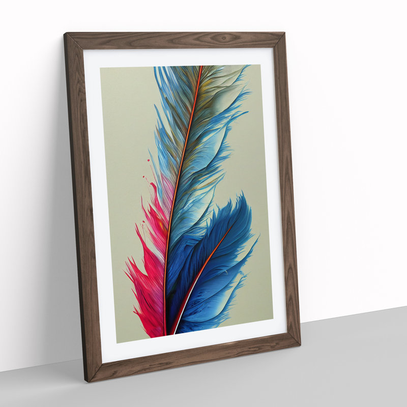Unified Feathers - Single Picture Frame Painting, 46cm H x 34cm W x 2cm D, Walnut 