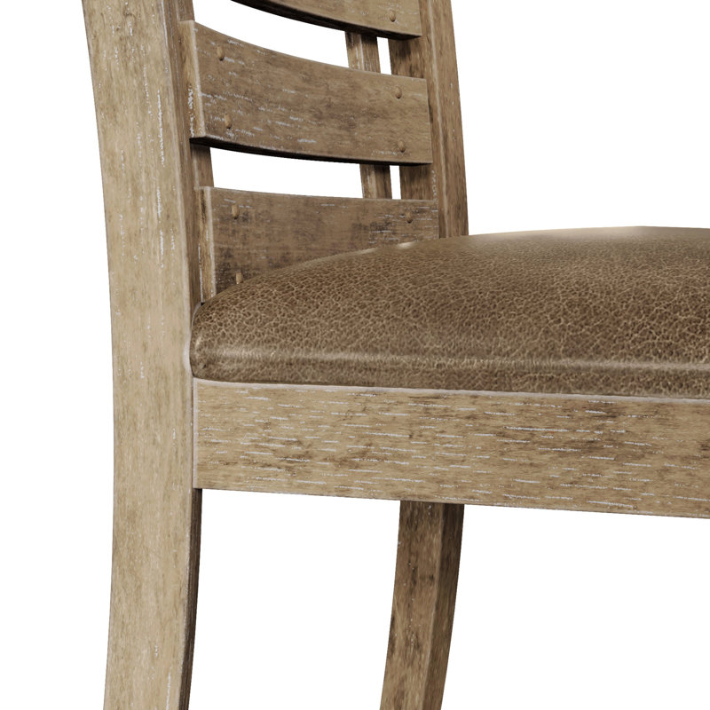 De 2 chaises de salle à manger, bois massif rustique moderne à dossier en échelle, coussin rembourré, brun grisâtre, bois facile à assembler avec motif, coussin pour la pièce