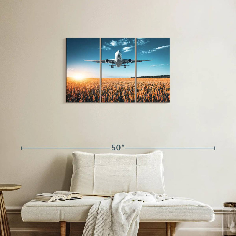Mehar Airplane Over Field, 20" H x 33" W